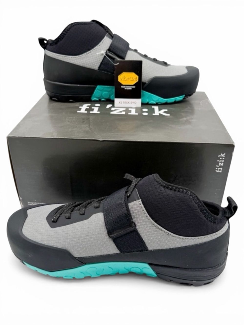 Fizik Gravita Tensor Clip In MTB Cycling Shoes Grey Aquamarine Mens 8 EU 41 NEW